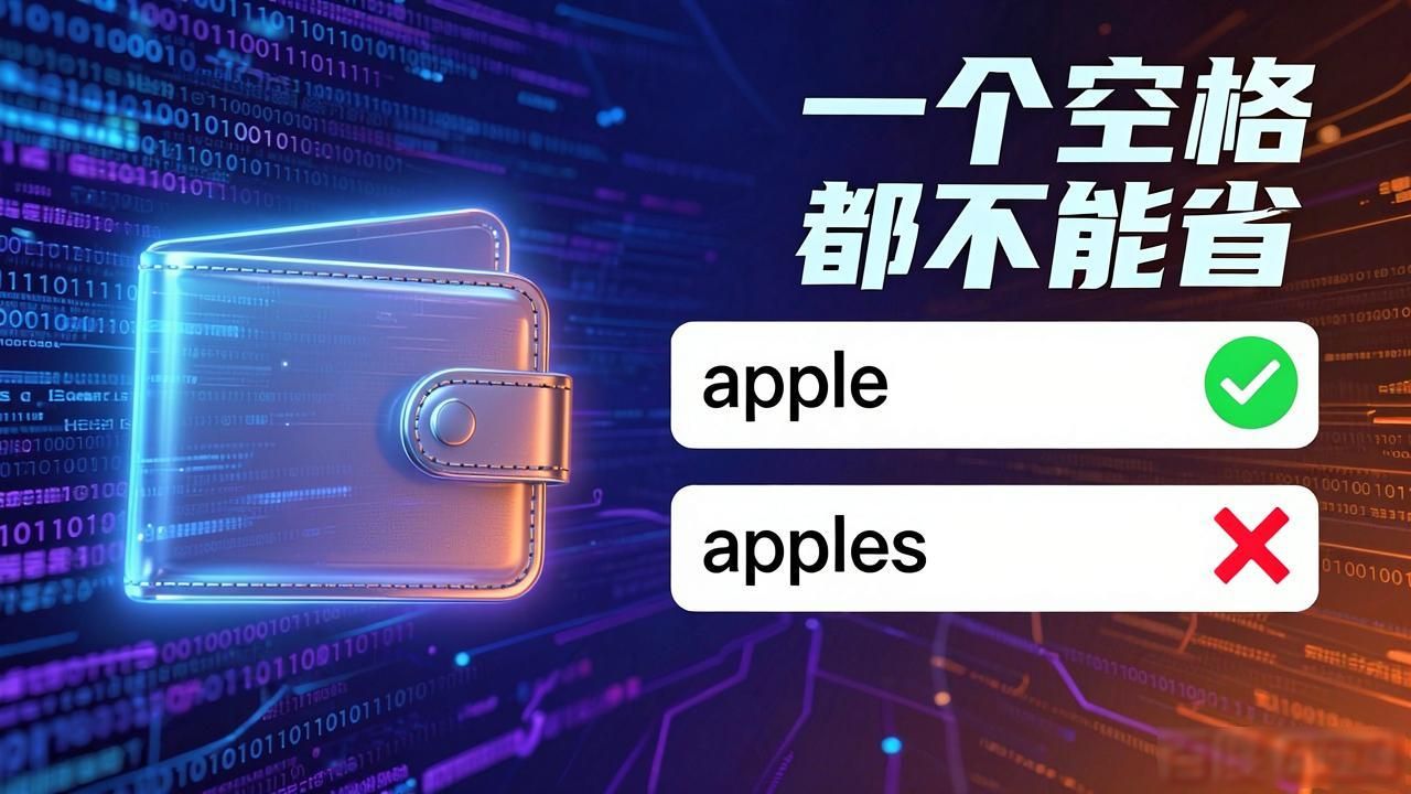 钱包助记词输入格式：别搞错，一个空格都不能省